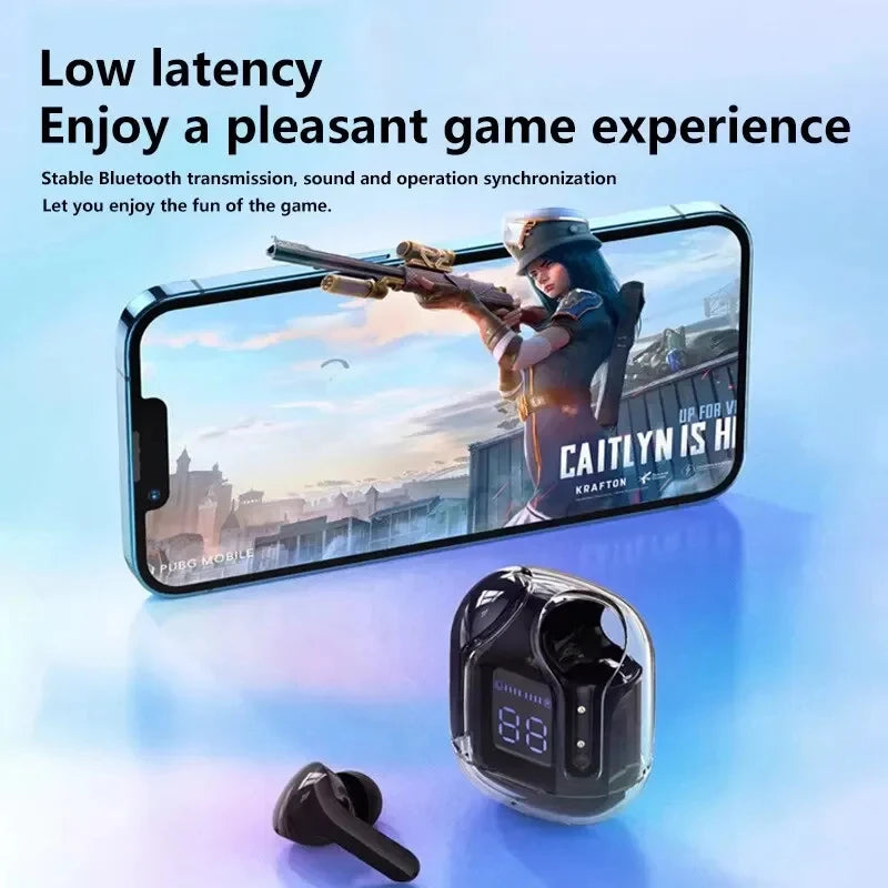 BT30 Wireless Bluetooth Headset Transparent Design with LED Digital Display Stereo Sound TWS Earphone for Sports Working-Air