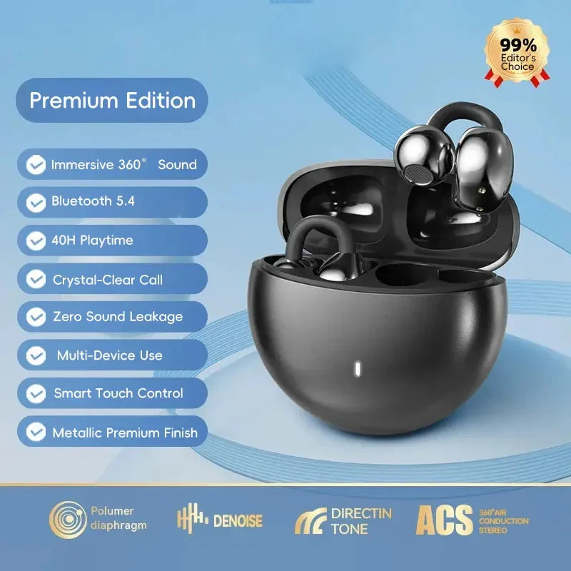 Open Ear Earphone Bluetooth Headphones Wireless Hi-Fi Sound Sport Ear Buds Comfort Fit Perfect Choice for Running/Gaming