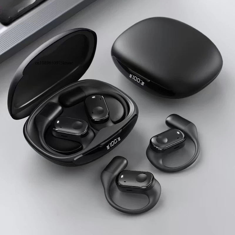 Open-Ear Headphones with Stable Comfort & Hi-Res Sound Pure Bass Boost Bluetooth 5.3 Earbuds OWS Wireless Headphones for Sports
