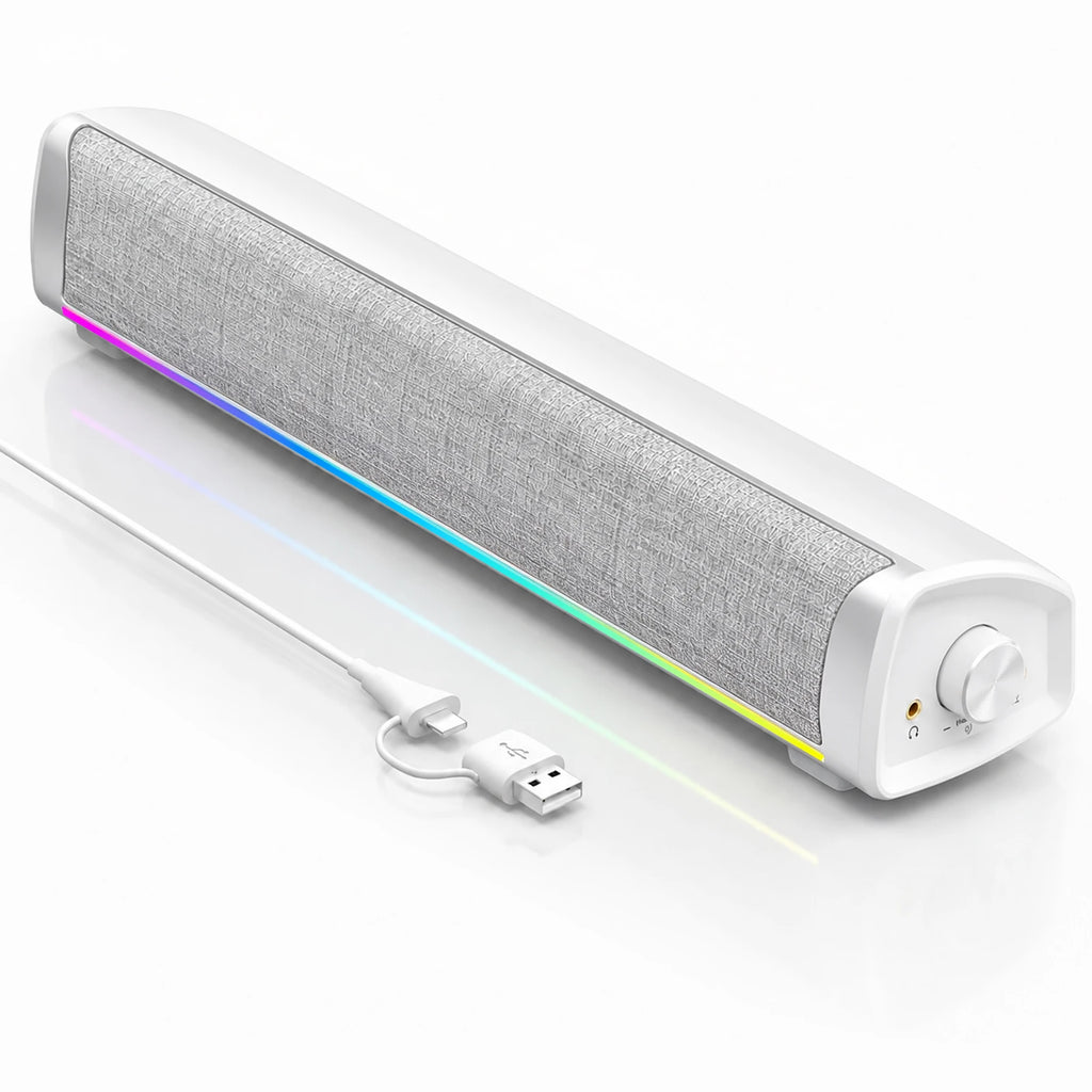 Wired Computer Soundbar Bluetooth PC Speakers For Desktop Stereo Gaming Music Subwoofer RGB Monitor Speaker Mic Earphone Hole