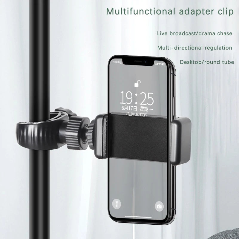 Mobile Phone Stand and Bracket; Universal Clip Support; Mount for both Tripod and Microphone Stand