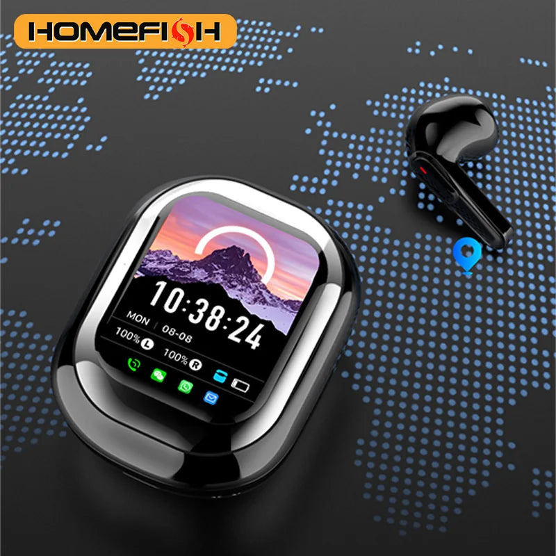 SE-ONE Smart Headphones with LED Full-Color Sliding Touch Screen Support Wireless TWS Headphones for Receiving APP Information.