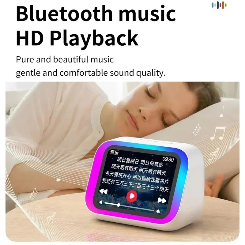 AI Smart Bluetooth 5.4 Speaker Voice assistant HD Touch Screen Display Electronic Album Alarm Clock Hi-Fi Stereo Outdoor Sound