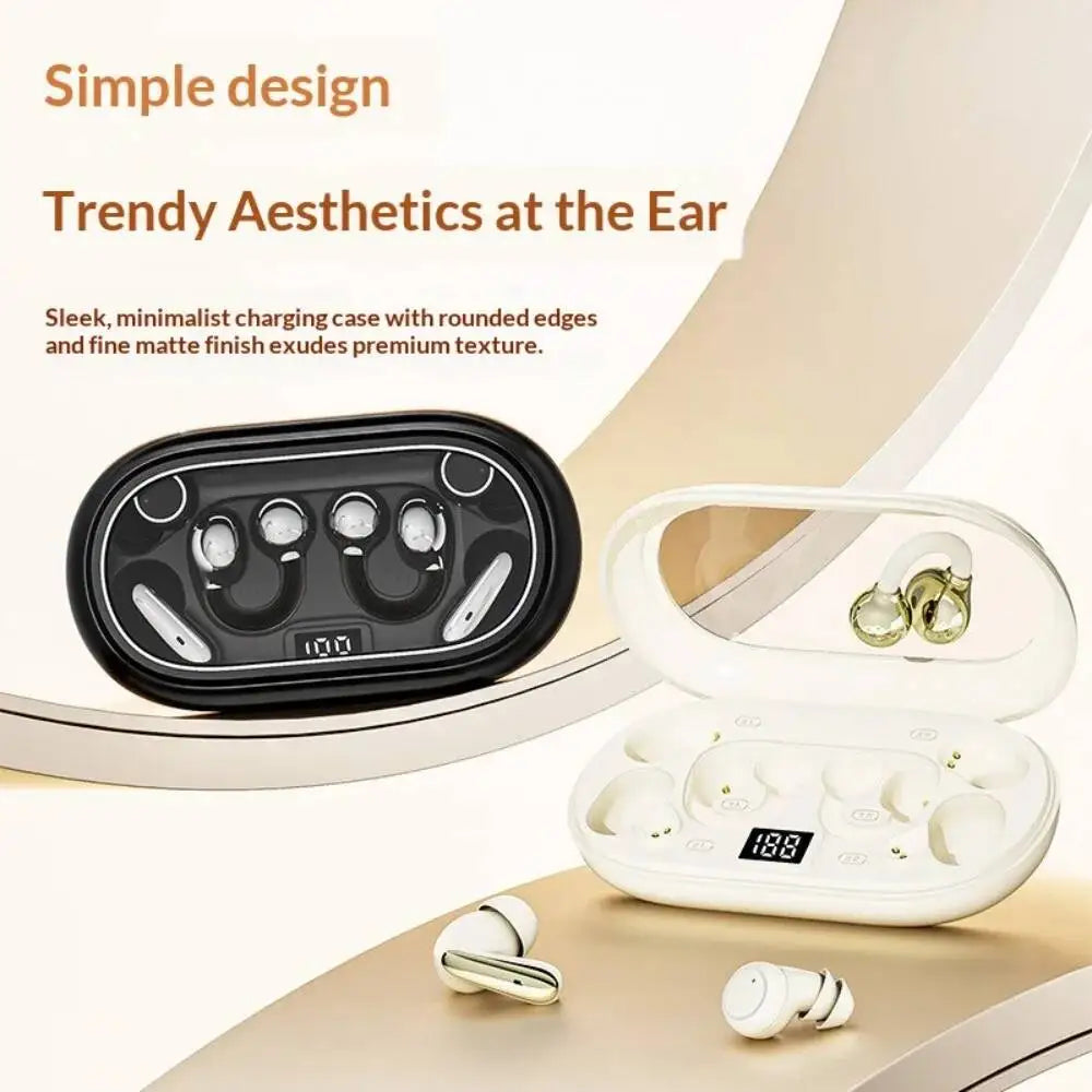 Wireless In-Ear Sleep Bluetooth 6.0 Earphones Heavy Bass Hifi Semi in Ear & Ear-Clip 3 in 1 Earbuds Long Battery Life For Sports
