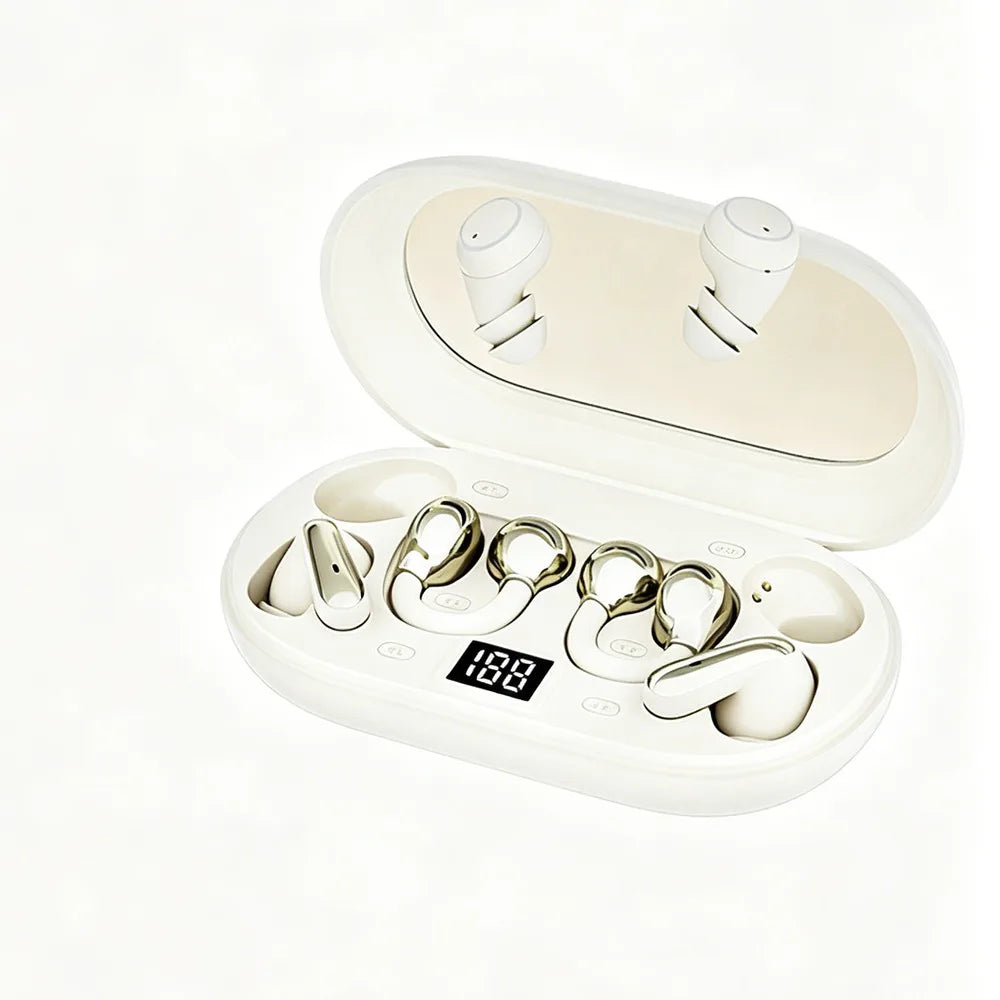 Wireless In-Ear Sleep Bluetooth 6.0 Earphones Heavy Bass Hifi Semi in Ear & Ear-Clip 3 in 1 Earbuds Long Battery Life For Sports
