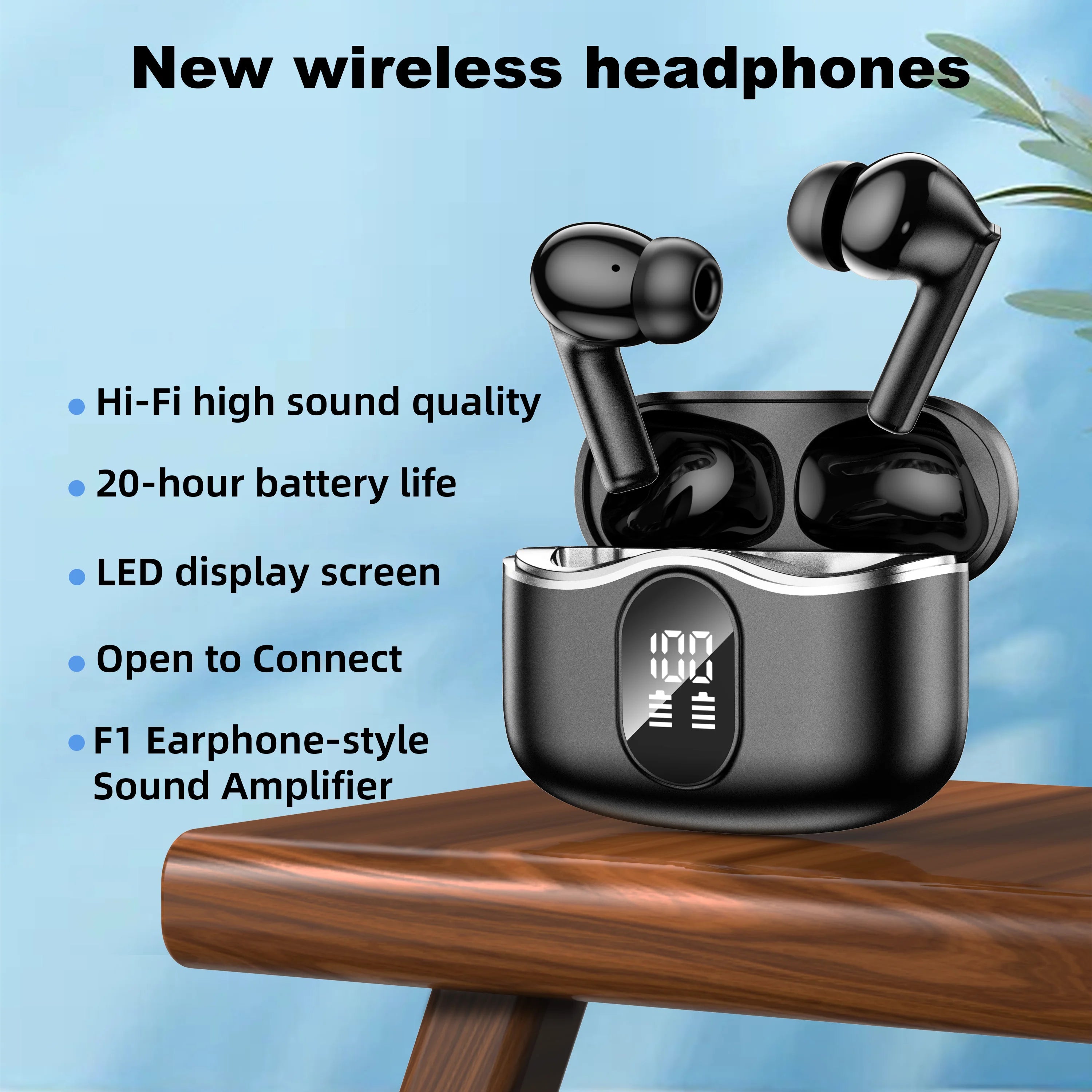 Smart Hearing Aid Earbuds ANC Noise Cancelling Bluetooth 5.4 In-Ear TWS Earphones Sound Amplifier for Elderly Clear Voice