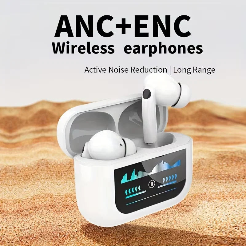 Wireless Earbuds Bluetooth Headphones, ANC/ENC Noise Cancelling, Ear Buds with Multifuntional Touch Screen, for iOS Android