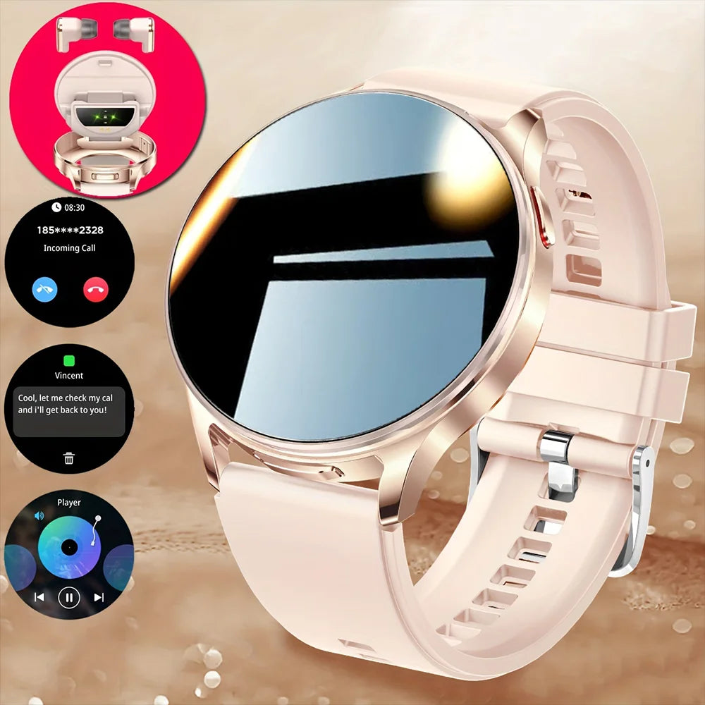 2026 New TWS Smartwatch Earphone 2 In 1 Women Watches with Earbuds Strong Sound Effects Music Lover Waterproof Ladies Smartwatch