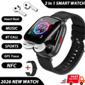 TWS 2 In 1 Smartwatch Earphones Sports Smart Watch Wireless Bluetooth Calling Health Monitor Fitness Record Watches With Headset