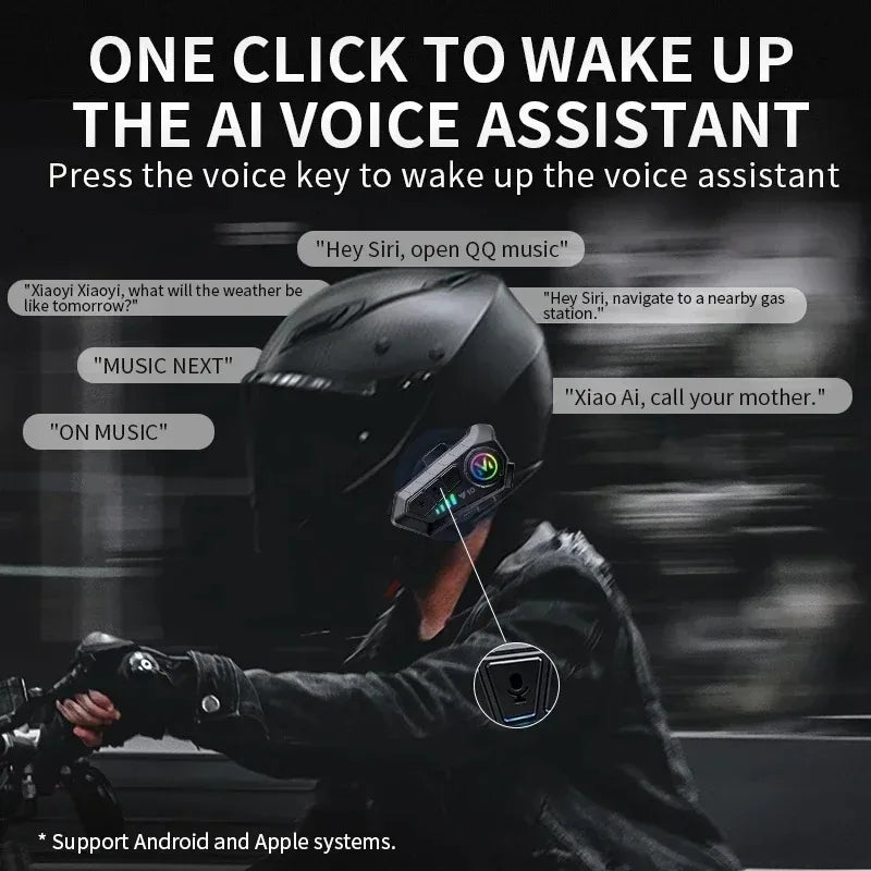 Y10 Motorcycle Bluetooth 5.3 Helmet Headset with Colorful Lights Waterproof Wireless Earphone Hands-free Headset Waterproof
