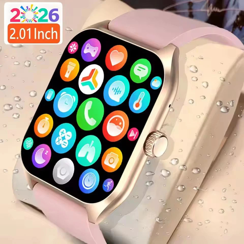 2026 New Smart Watch For Android IOS 2.01Inch Color Screen Bluetooth Call Blood Oxygen/Pressure Monitoring SmartWatch Women HT30