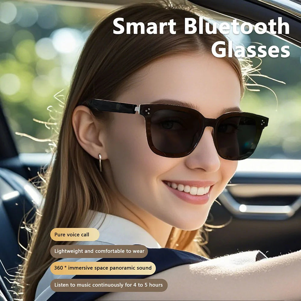 1Pair Smart Glasses Bluetooth Earphones,HD Calls,HI-FI Sound Quality Glasses, Listening to songs and talking Fashion Glasses