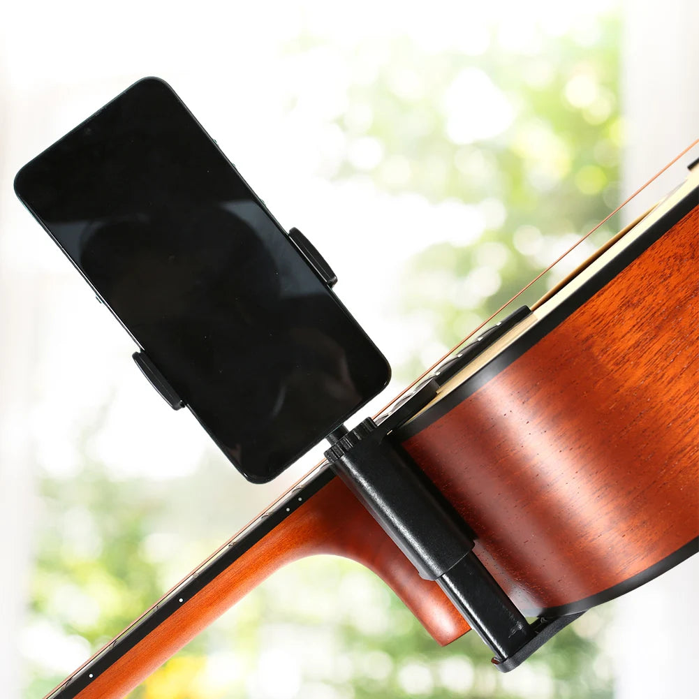 Multi-Purpose Guitar Adjustable Phone Support Hands-Free Guitar Stand Holder  Camera Clamp for Recording Video-Calling Streaming
