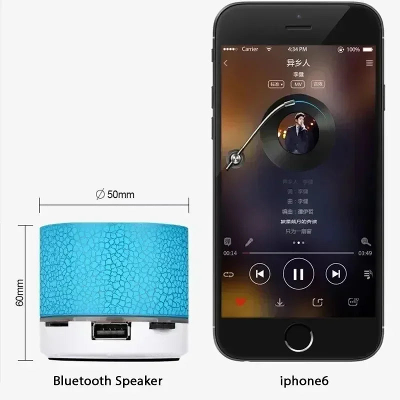 Wireless Bluetooth Speaker Crack LED Light USB SD Card Subwoofer For PC Mobile Phone Small Speaker For PC Laptop Phone Sound Box