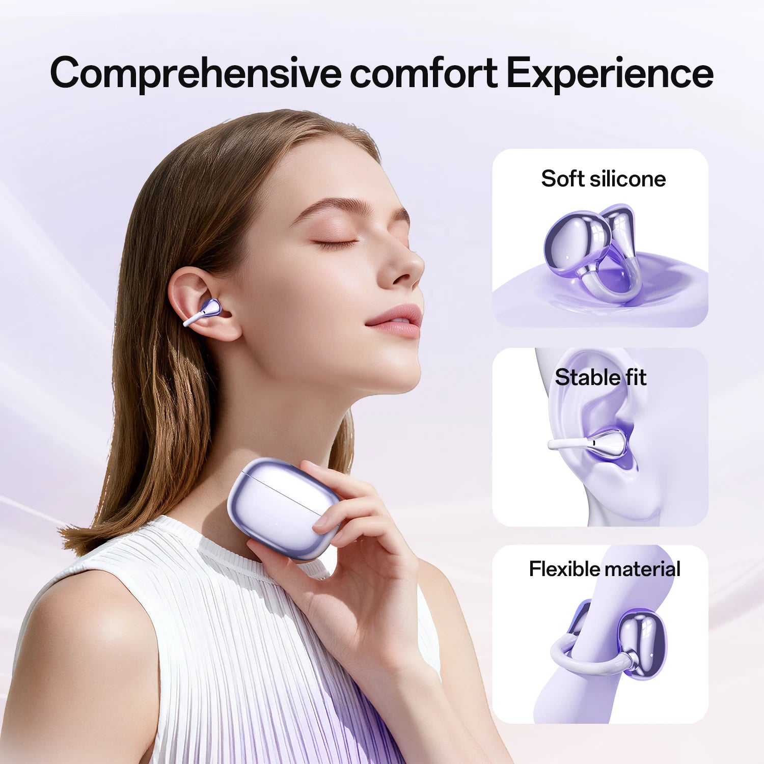 Ear Clip Headphones Bluetooth Earphones Smart Earbuds Touch Portable Earphones Earbuds Noise Wireless Language Headphones