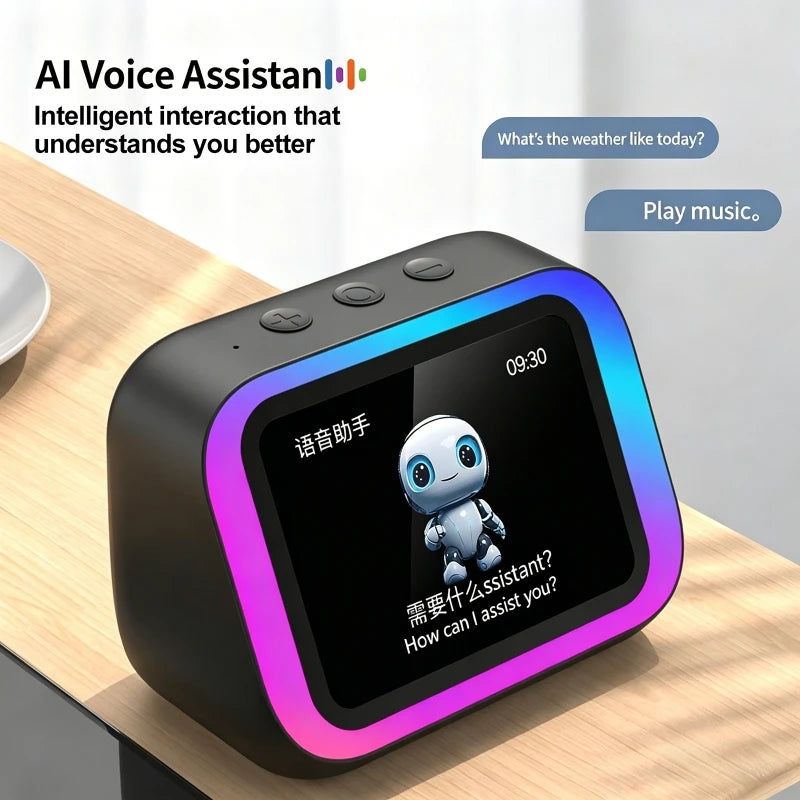 New Smart Speaker with AI Voice Assistant Bluetooth Music HD Display Electronic Album Smart Alarm Hands-Free Call for Adult