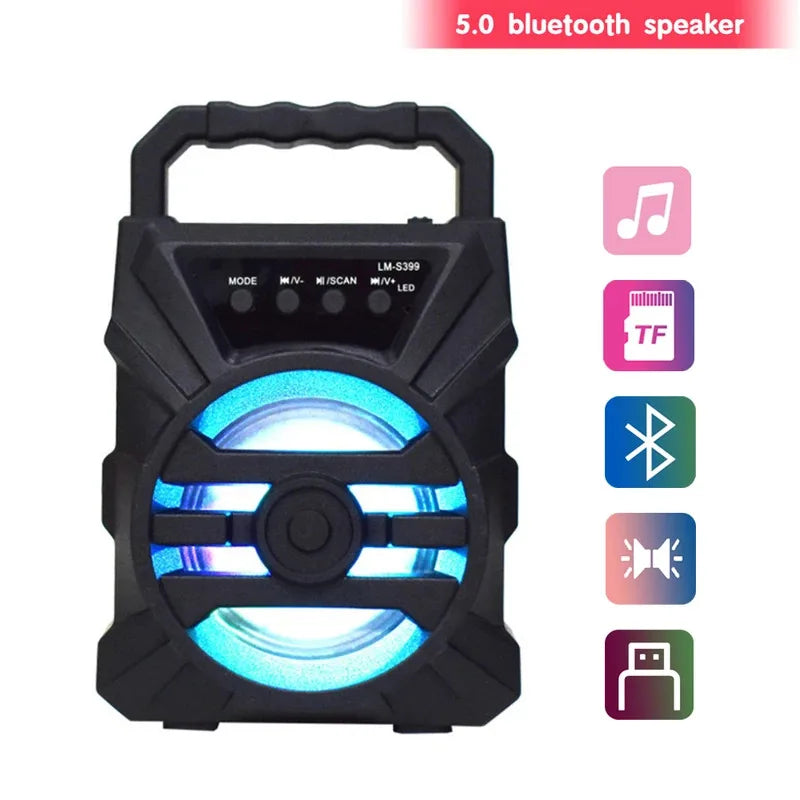 Portable Bluetooth Speaker - 500mAh High Power Sound, TF Card Karaoke & Enhanced Bass for Outdoor Dancing, Handheld Mini Subwoof