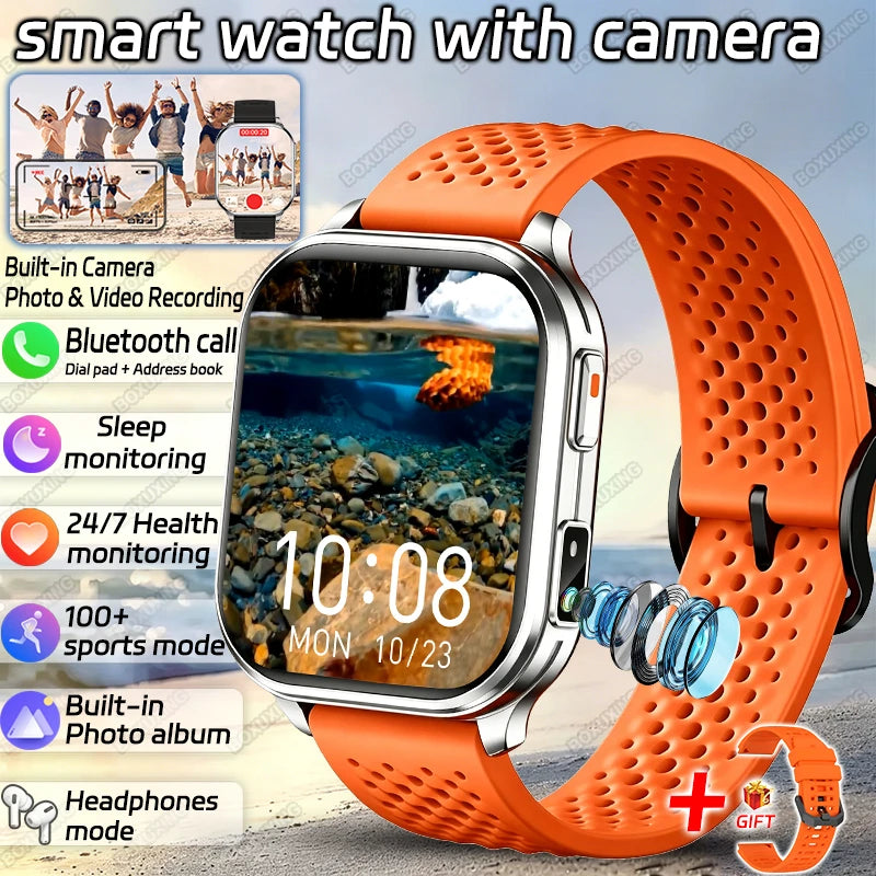 New Camera Smart Watch Photos Record Video Built-in Photo Album Headphone Mode Health Sport IP68 Waterproof Smartwatch Men Women