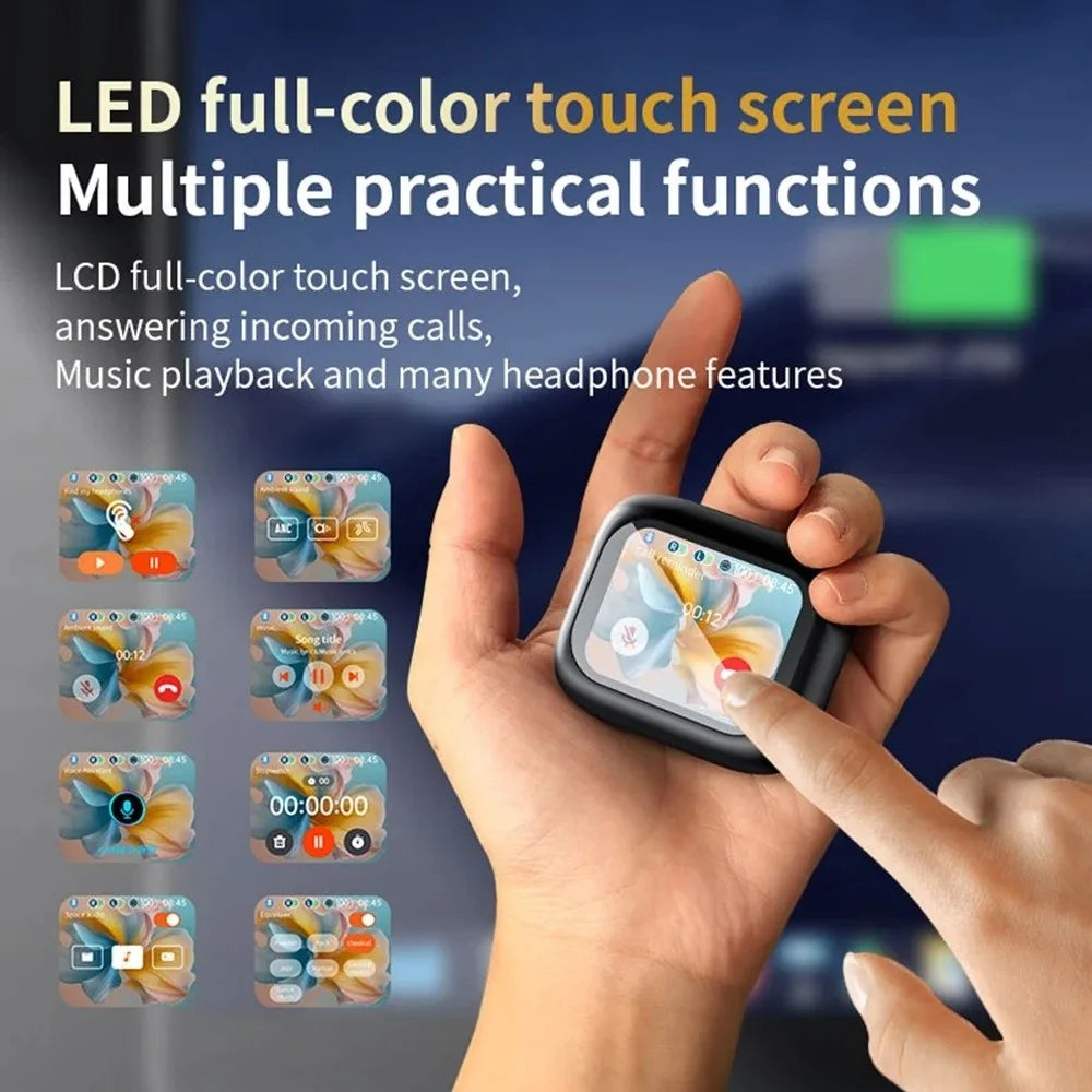 Bluetooth 5.4 Full Touch Screen Headphones Smart LCD in Ear Wireless in-Ear Earbuds Long Battery HD Call ANC Bluetooth Earphones