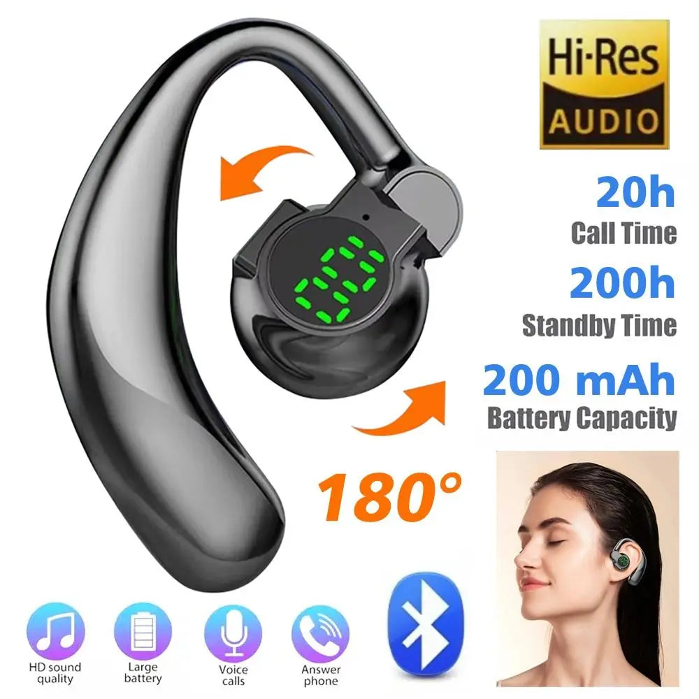 180° Rotatable Bluetooth 5.4 Wireless Headphones Waterproof Digital Display Noise Canceling Headset With Microphone