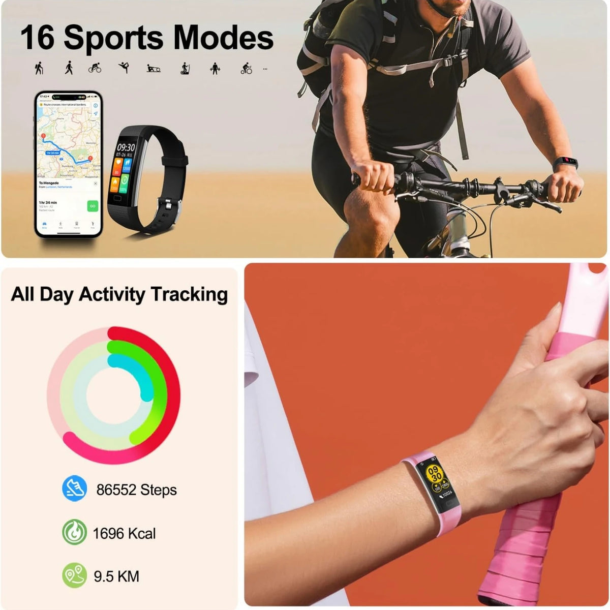 5S Smart Bracelet Fitness Tracker Sleep Monitor Measuring Body Temperature Blood Pressure Heart Rate Men Women Sports Wristbands