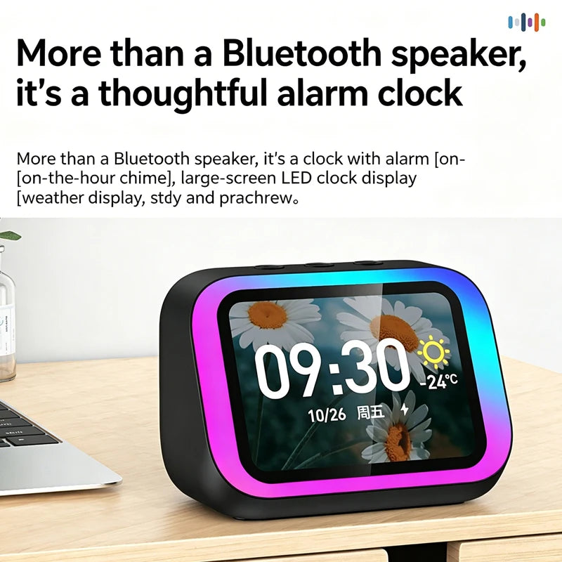 New Smart Speaker with AI Voice Assistant Bluetooth Music HD Display Electronic Album Smart Alarm Hands-Free Call for Adult