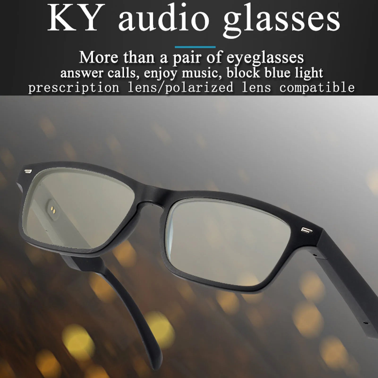 Smart Glasses Wireless BT 5.0 Hands-Free Calling Music Audio Sport Headset Eyewear Intelligent Eyeglasses IPX7 Waterproof