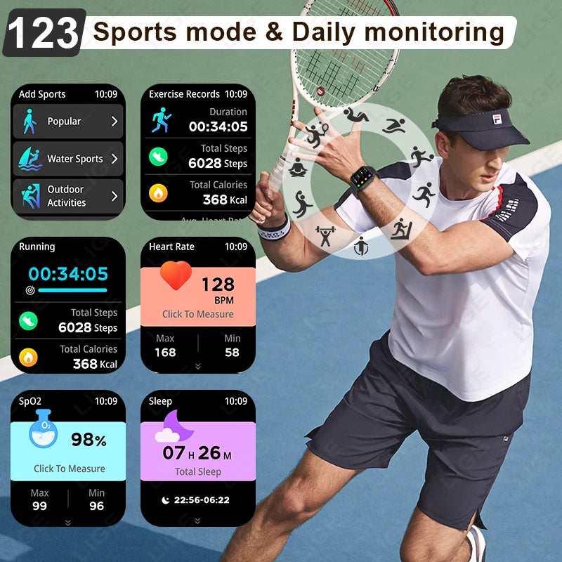 LIGE Original Smart Watch for Men Women Wireless Call Voice Assistant Health Fitness Tracker Waterproof Multi Sport Mode Watches