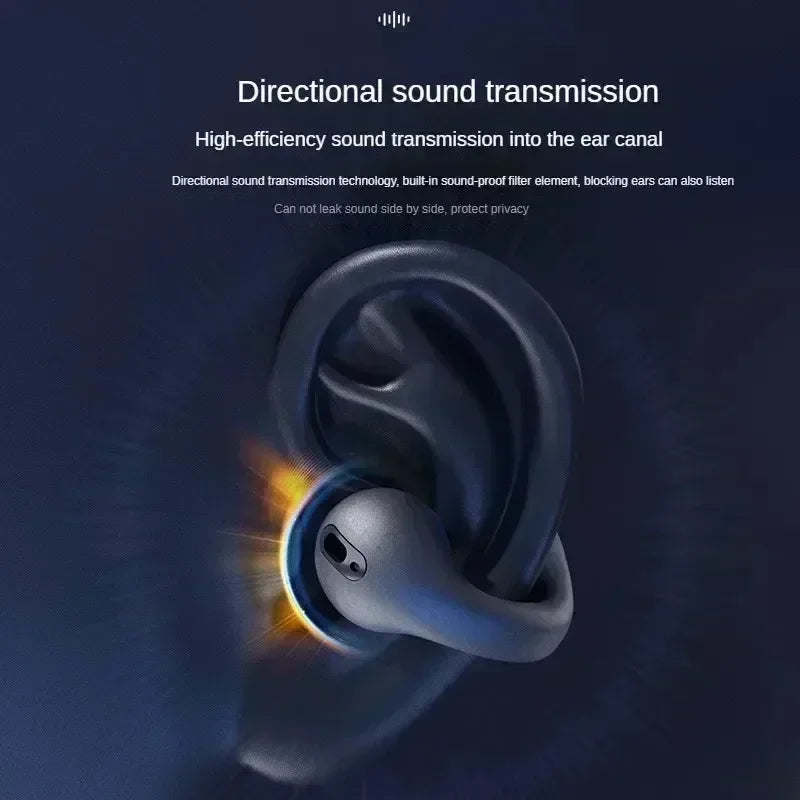 Bluetooth Headset 5.3 Wireless Air Conduction Headphones Clip Ear Music Noise Canceling HD Call Sports Gaming Earphone