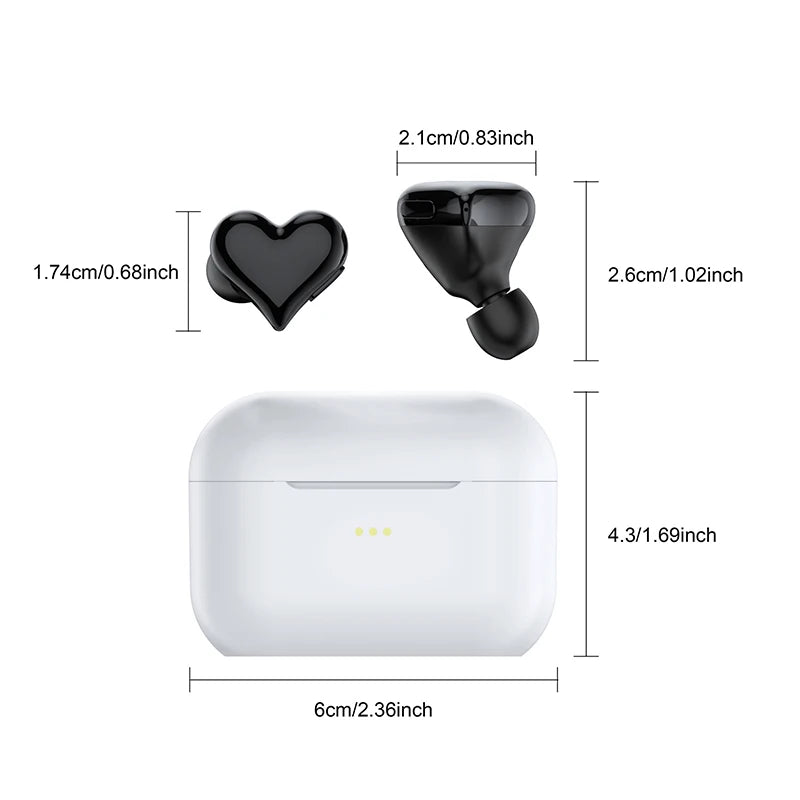 Wireless Earphones Hi-Fi Stereo Headphones Heartbuds TWS Bluetooth 5.1 In Ear Noice Cancelling for Student Girl Women Gifts