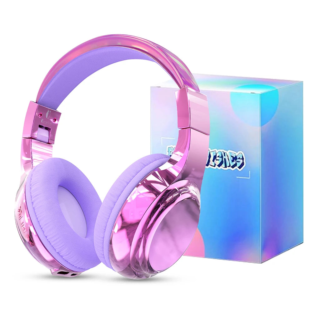 Glossy Bluetooth Headphones For Kids Girls Wireless Stereo Headset With Mic For School Travel Children's Music Helmet Kids Gifts
