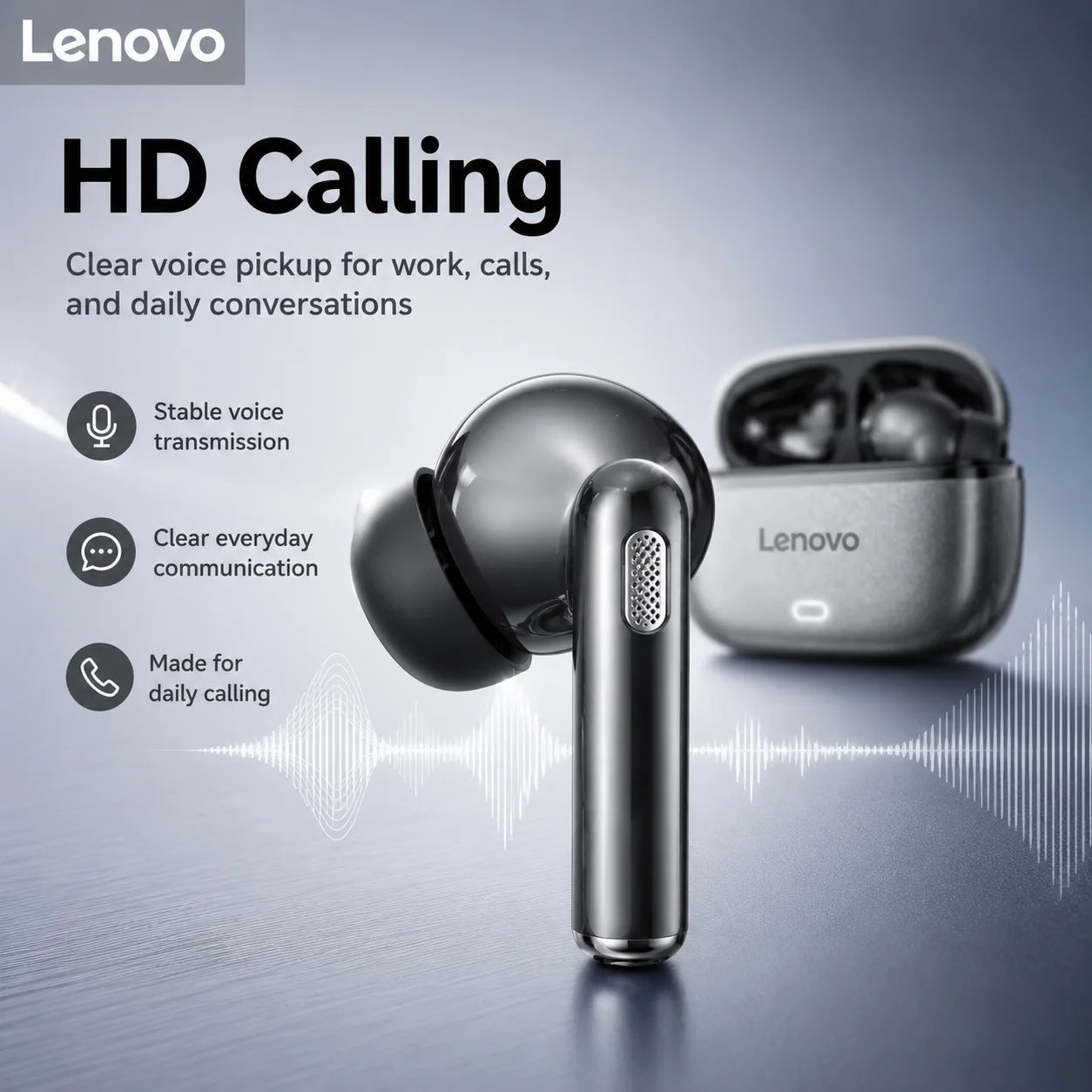 Lenovo Bluetooth Earphones EA269 semi in ear wireless earbuds with long-lasting battery life for office/call/sports/music scenes
