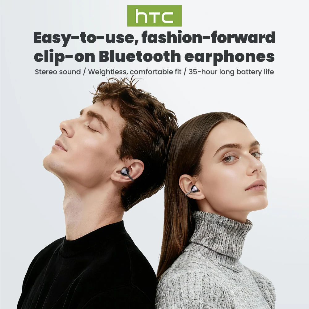HTC Wireless Bluetooth Headphones With Microphone NE67 Earclip AI Translator Earphones  Sports Game Earbuds MP3 High Quality