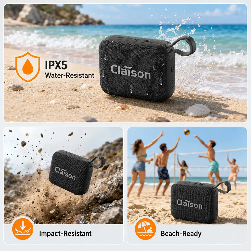 Portable Bluetooth Speaker Mini Wireless BT 5.3 Deep Bass Long Battery TWS USB TF Card IPX5 Splash Resistant for Outdoor
