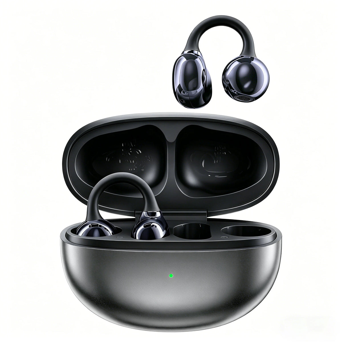 Bluetooth 5.3 Open Air Conduction Clip On Ear Headphones, True Wireless, Lightweight All Day Wear Sports Earphones, Pure Sound