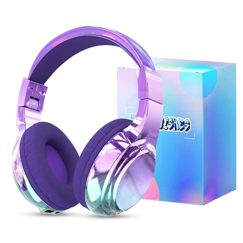Glossy Bluetooth Headphones For Kids Girls Wireless Stereo Headset With Mic For School Travel Children's Music Helmet Kids Gifts