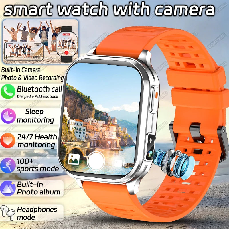 New Camera Smart Watch Photos Record Video Built-in Photo Album Headphone Mode Health Sport IP68 Waterproof Smartwatch Men Women