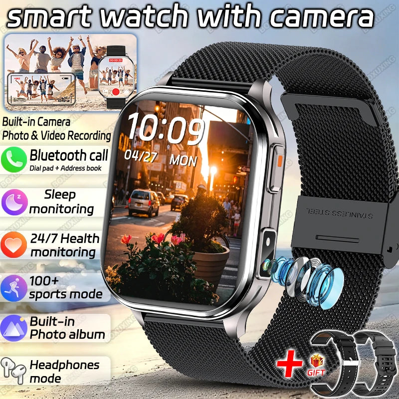 New Camera Smart Watch Photos Record Video Built-in Photo Album Headphone Mode Health Sport IP68 Waterproof Smartwatch Men Women