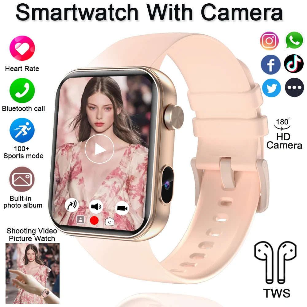2025 New Smart Watch with Camera Record Videos Sync Phone Camera Large Memory Dynamic Video Dial Music Bluetooth Call Smartwatch