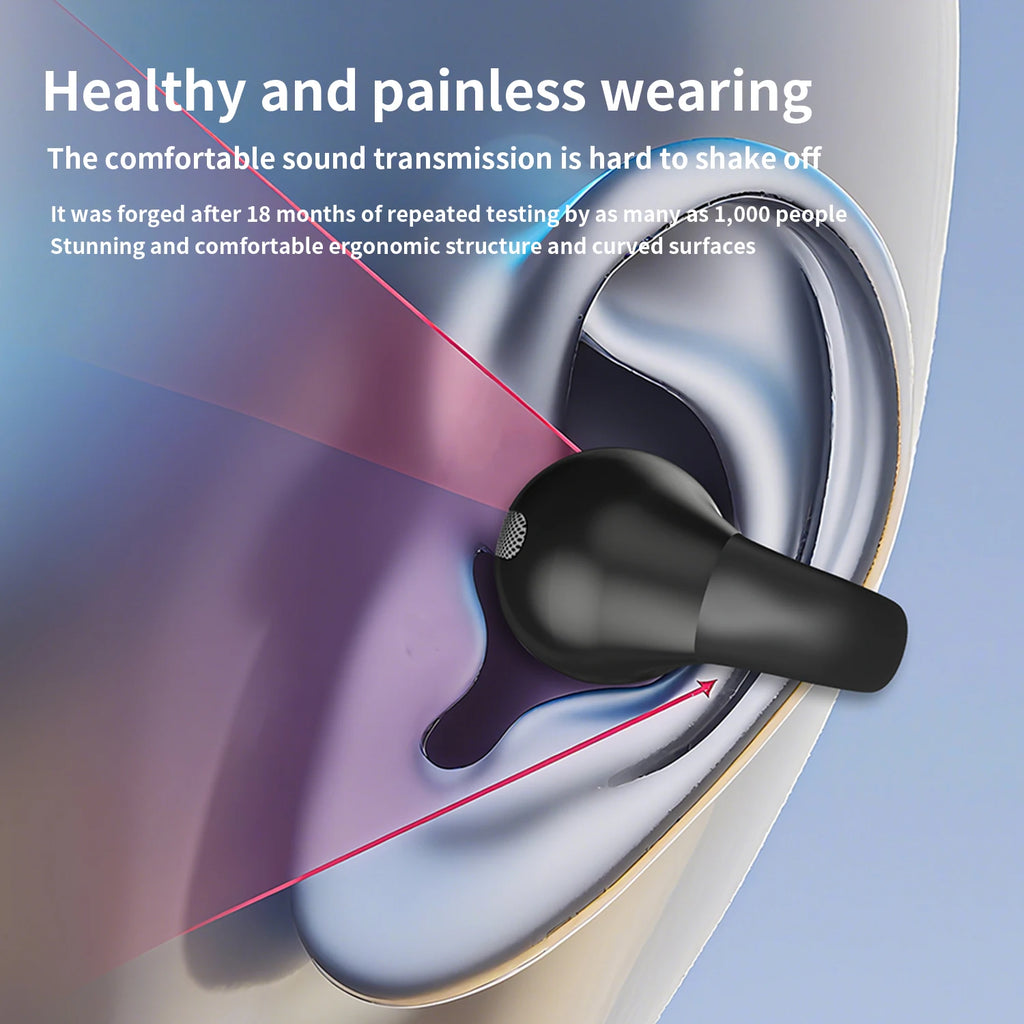 Bluetooth 5.3 Earphone Ear Clip Headphones Wireless Headset HiFi Stereo Noise Reduction Earbud For Men Women