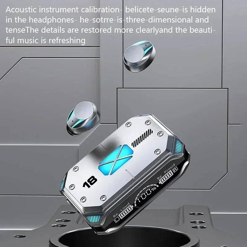 Wireless Bluetooth Earphones LED Display Stereo Sound for Smartphones Headset Handsfree Earbuds with Microphone