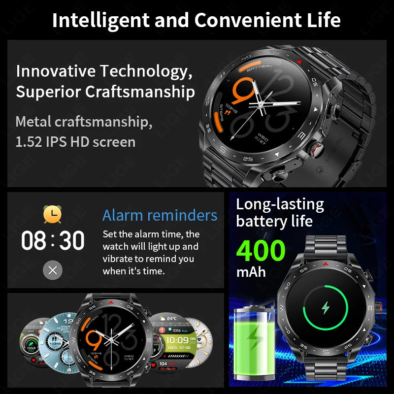 Smart Watch with Earbuds 1.52 inch HD Screen Fitness Tracker Sleep Monitor Pedometer All-in-one Local Music TWS Music Smartwatch