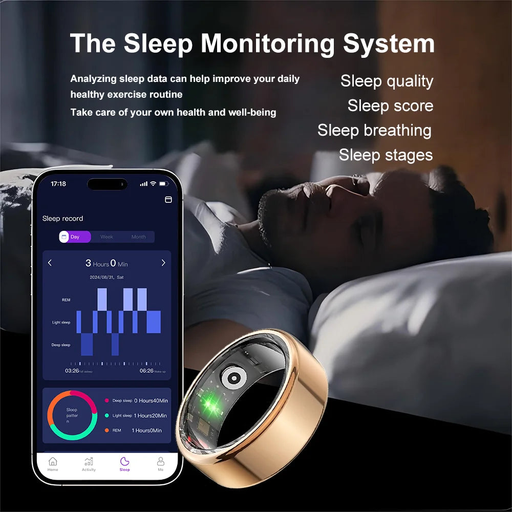 AIQUE Smart Ring Sports Ring Health Monitoring Bluetooth Heart Rate Blood Oxygen Sleep Pressure Motion Data Magnetic Charging