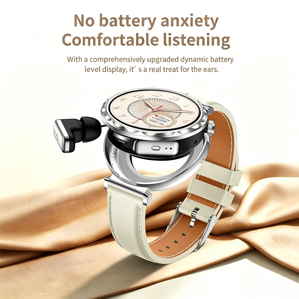 2026 New TWS Smartwatch Earphone 2 In 1 Women Watches with Earbuds Strong Sound Effects Music Lover Waterproof Ladies Smartwatch