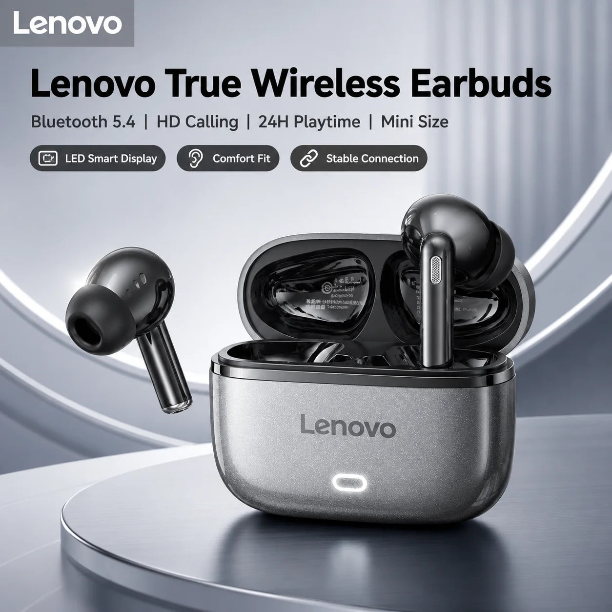 Lenovo Bluetooth Earphones EA269 semi in ear wireless earbuds with long-lasting battery life for office/call/sports/music scenes