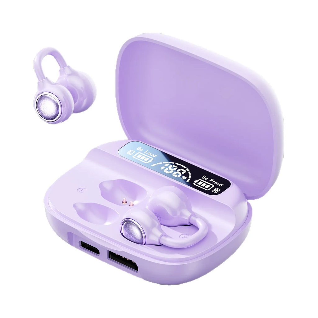 The new Bluetooth earbuds are clip-on, open-type, non-in-ear design, with long battery life, digital display, and low latency