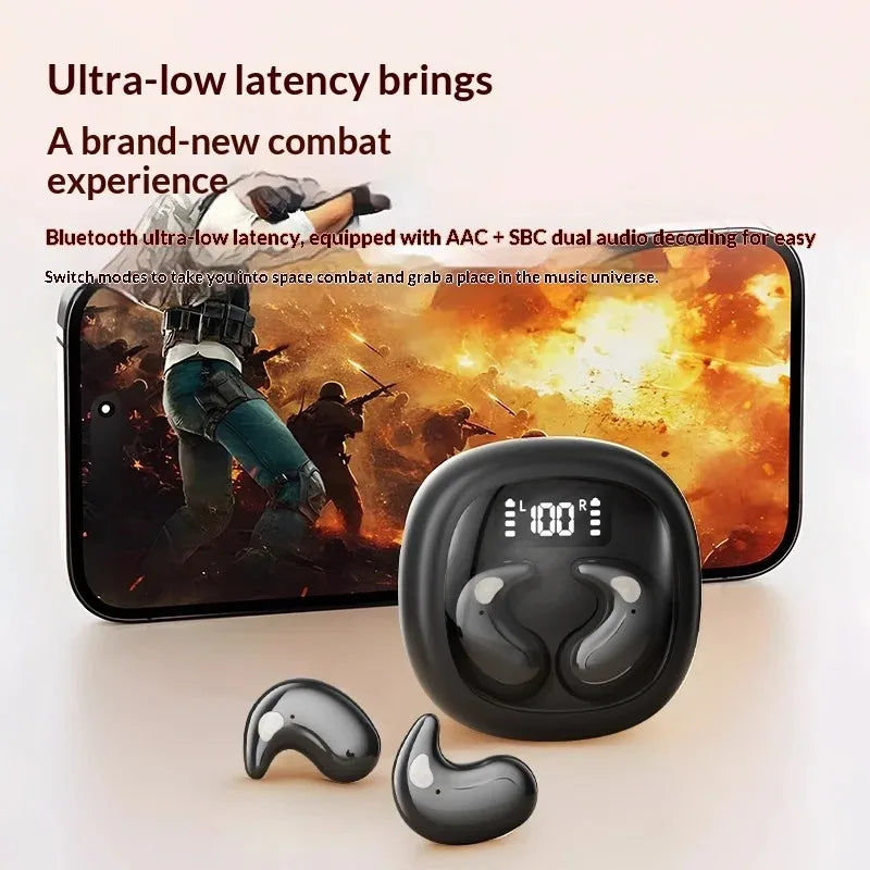 Wireless In-Ear Bluetooth 5.3 Earphones High Sleepy Quality Wireless Earbuds with Long Battery Life Mini Digital Display Video