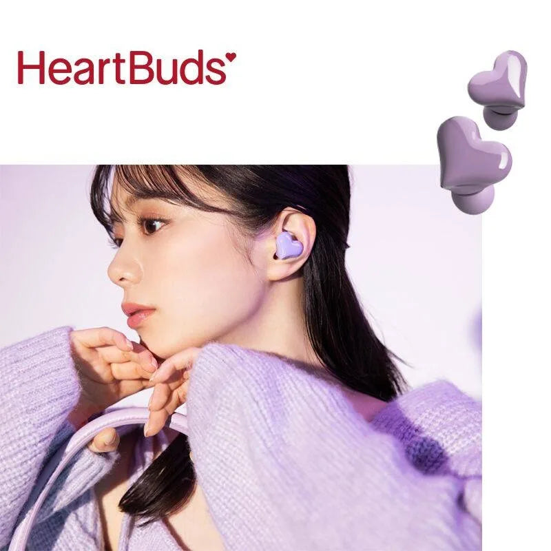 Wireless TWS Bluetooth Earbuds Heart Buds Pink Fashion Gaming Headphones for Women Girls Students Ideal Gift