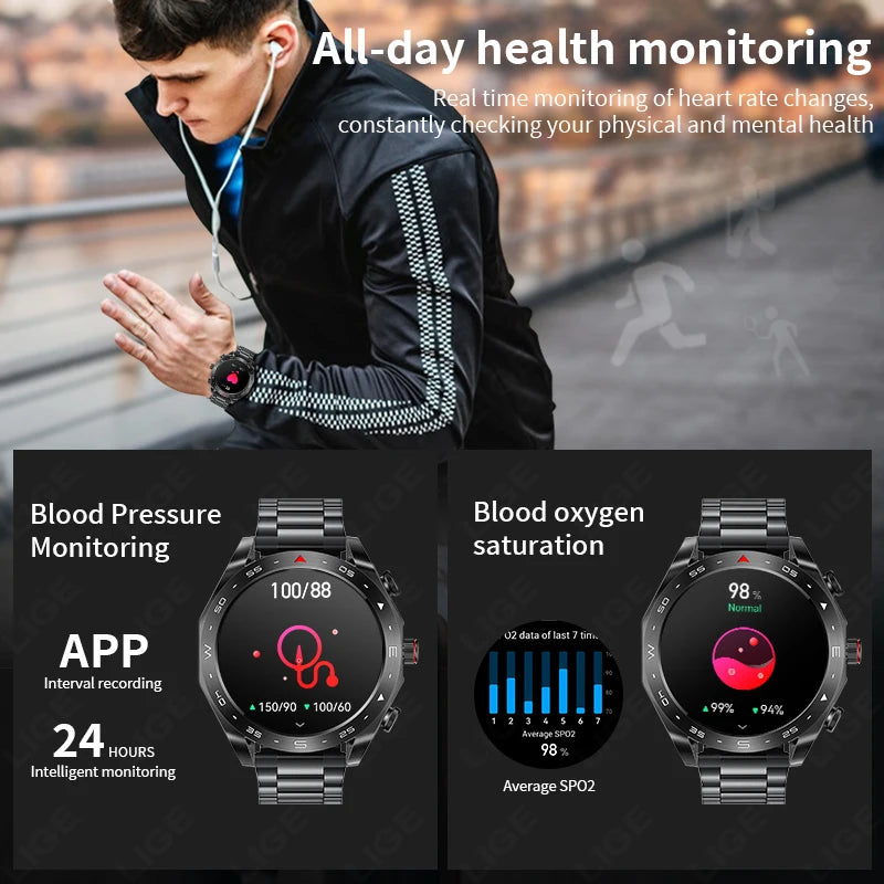Smart Watch with Earbuds 1.52 inch HD Screen Fitness Tracker Sleep Monitor Pedometer All-in-one Local Music TWS Music Smartwatch