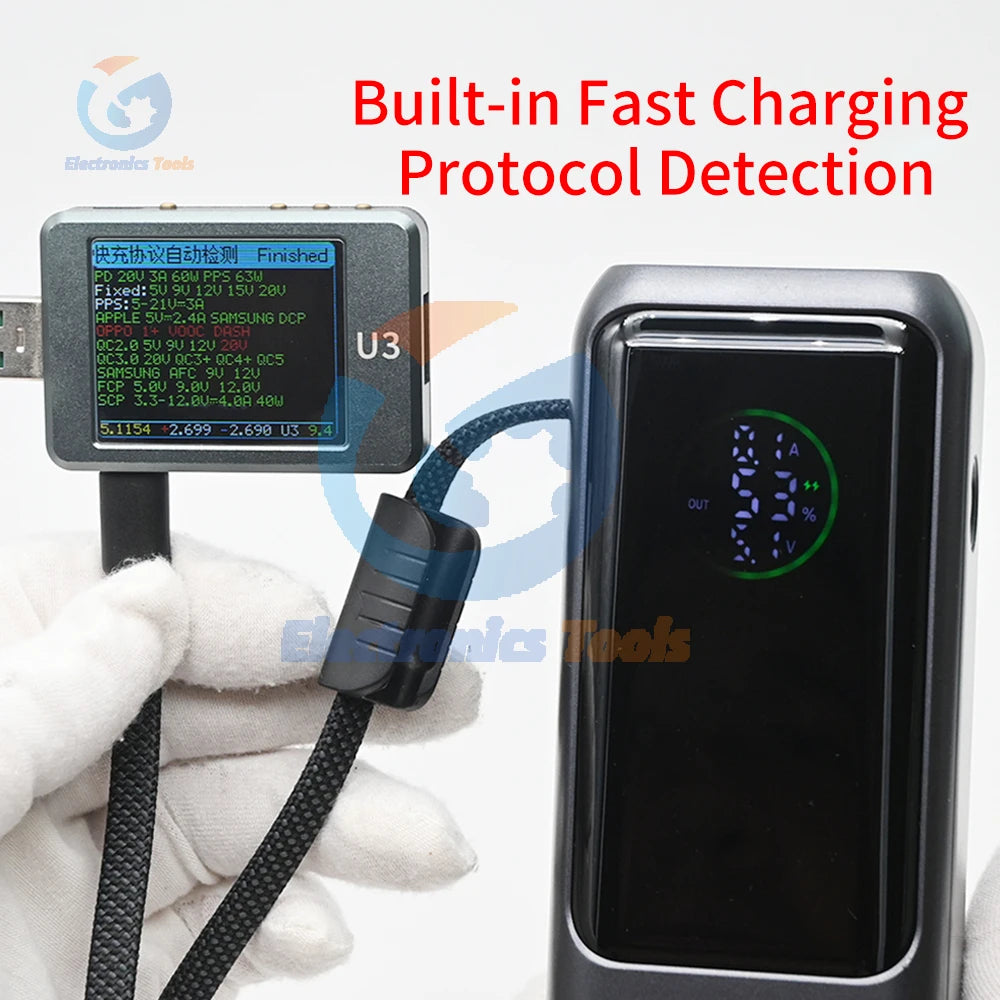 21700 Battery Case High-Power PD100W Fast Charging Power Bank DIY Kit 4-Cell Power Bank Housing with Built-in Cable